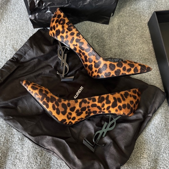 Saint Laurent pony spot/nero lúcido manto naturale  Fur YSL heels size 36 - Picture 3 of 17